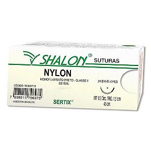 Fio de Sutura Nylon Preto 3-0 c/ Agulha - Shalon