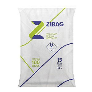 Saco p/ Lixo Hospitalar Branco 4,5kg/15 litros - Zigbag