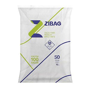 Saco p/ Lixo Hospitalar Branco 15kg/50 litros - Zigbag