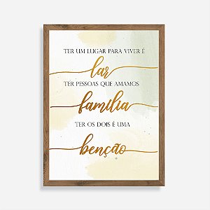 Quadro Rústico Lar, família, benção