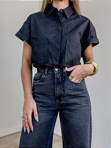 Camisa Cropped Matilde Preta
