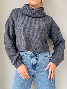 Tricô Cropped Beatriz Chumbo