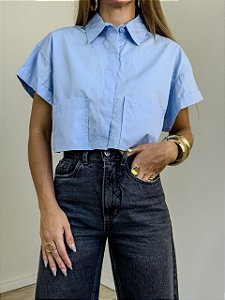 Camisa Cropped Matilde Azul