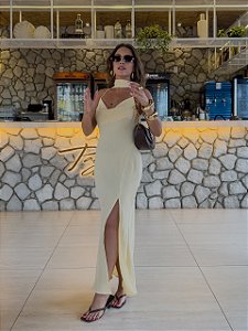 Slip dress midi alvore amarelo