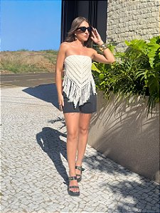 Top crochê franjas