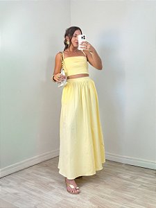 Conjunto Clear Saia Midi Amarelo