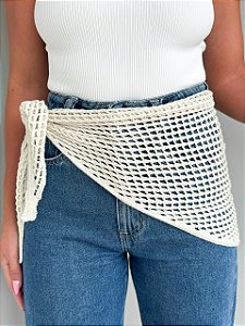 Lenço crochê areia