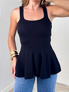 Blusa Modal Peplum Preta