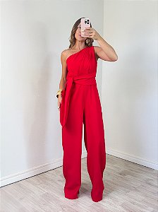 Macacão Lari Nula Manga Vermelho