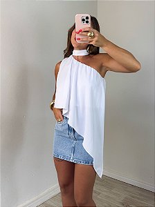 Blusa fluida assimétrica branca
