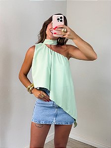 Blusa fluida assimétrica verde