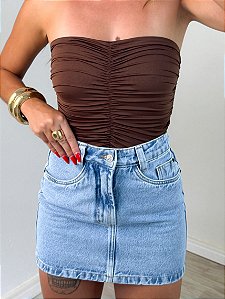 Body Drapeado Poliamida Petúnia Marrom