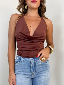 Frente única poliamida marrom