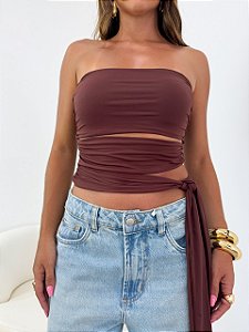 Blusa Martina amarração marrom