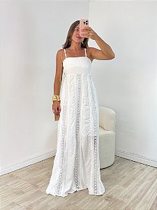 Vestido longo flores off