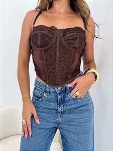 Corset Renda Marrom