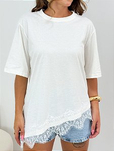Tshirt Basic Renda Branca