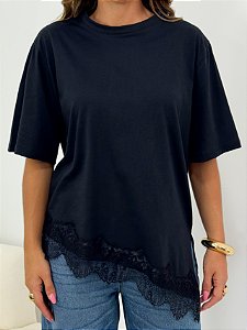 Tshirt Basic Renda Preta