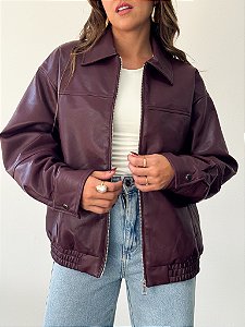 Maxi Jaqueta PU Cherry