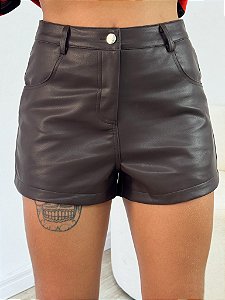 Short PU marrom