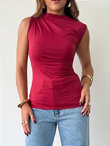 Blusa drapeada lumi marsala