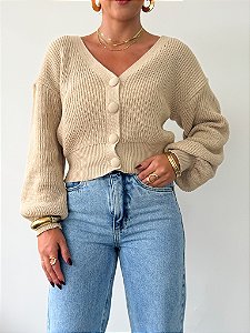 Tricô Maria Botões Areia