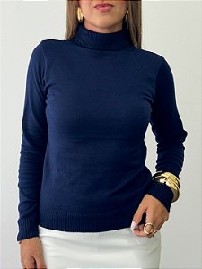 Tricô gola alta azul marinho