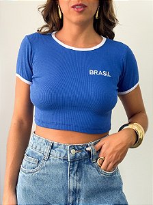 Baby Tee Brasil Azul