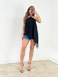 Blusa Frente única Renda Waco Preta