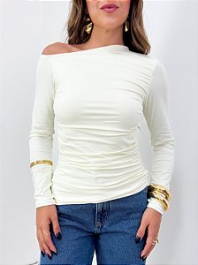 Blusa Meca Drapeada Manga Longa Off