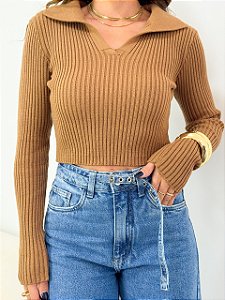 Tricô Gola Polo Basic Carmel