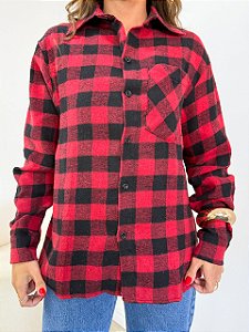 Camisa xadrez flanelada vermelha