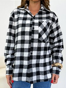 Camisa xadrez flanelada preta