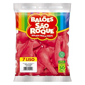 Balão São Roque Imperial n°7 Liso Rosa Shock