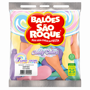 BALÃO SÃO ROQUE N°7 LISO CANDY COLORS SORTIDO