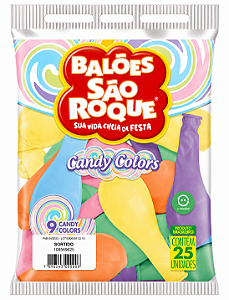 BALÃO SÃO ROQUE N°9 LISO CANDY COLORS SORTIDO