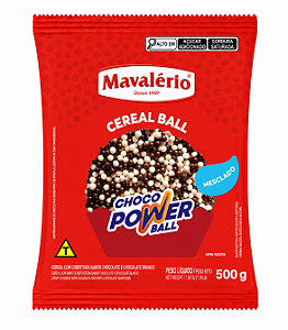 Choco Power Ball Mini Sabor Chocolate e Chocolate Branco Mavalério 500gr