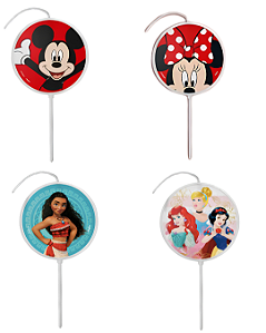Velas Planas Pick Adesivadas Disney Regina Festas