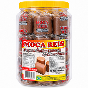Paçoca Rolha Com Cobertura De Chocolate Moça Reis 1,05kg (20un.)