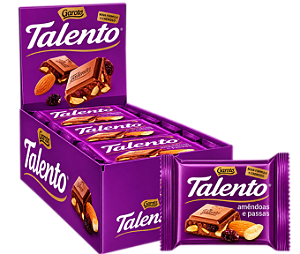 Chocolate Garoto Talento Amêndoas E Passas 85gr C/12