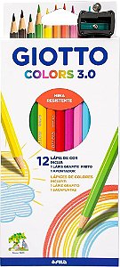 Lápis de cor 3.0 estojo 12 cores + grafite + apontador - GIOTTO