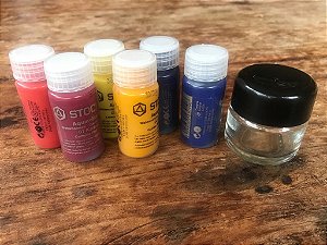 Aquarela Stockmar - 6 cores básicas + 6 potes vidro com tampa