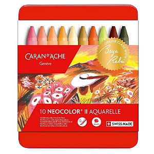 Giz Pastel aquarelável Neocolor Carandache com 10 cores warm