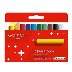 Giz Pastel Aquarelável Wax Swisscolor 10 Cores Caran D'ache