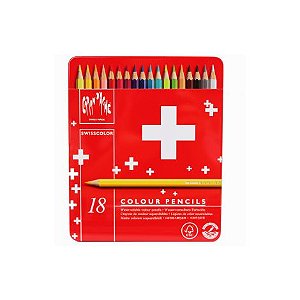 Lápis aquarelável Caran d'Ache Swisscolor - 18 cores