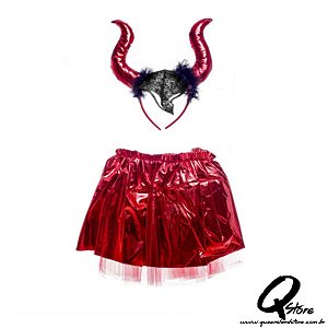 Kit Halloween Malevolente Vermelho - Tamanho Único  