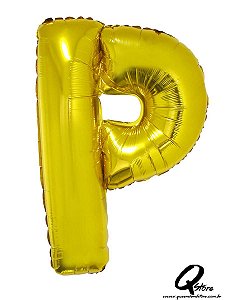 Balão Metalizado Dourado Letra P- 41cm