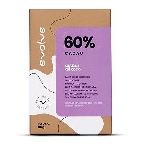Chocolate com açúcar de coco - 80g - Evolve