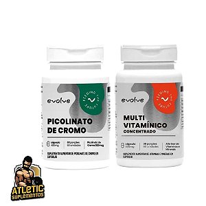 COMBO EVOLVE: Multivitamínico Concentrado (60 cápsulas) + Picolinato de Cromo (60 cápsulas) - Evolve