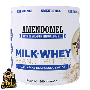 Pasta de Amendoim com Mel, Milk+Whey e Lascas de Chocolate Belga (500g) - Amendomel